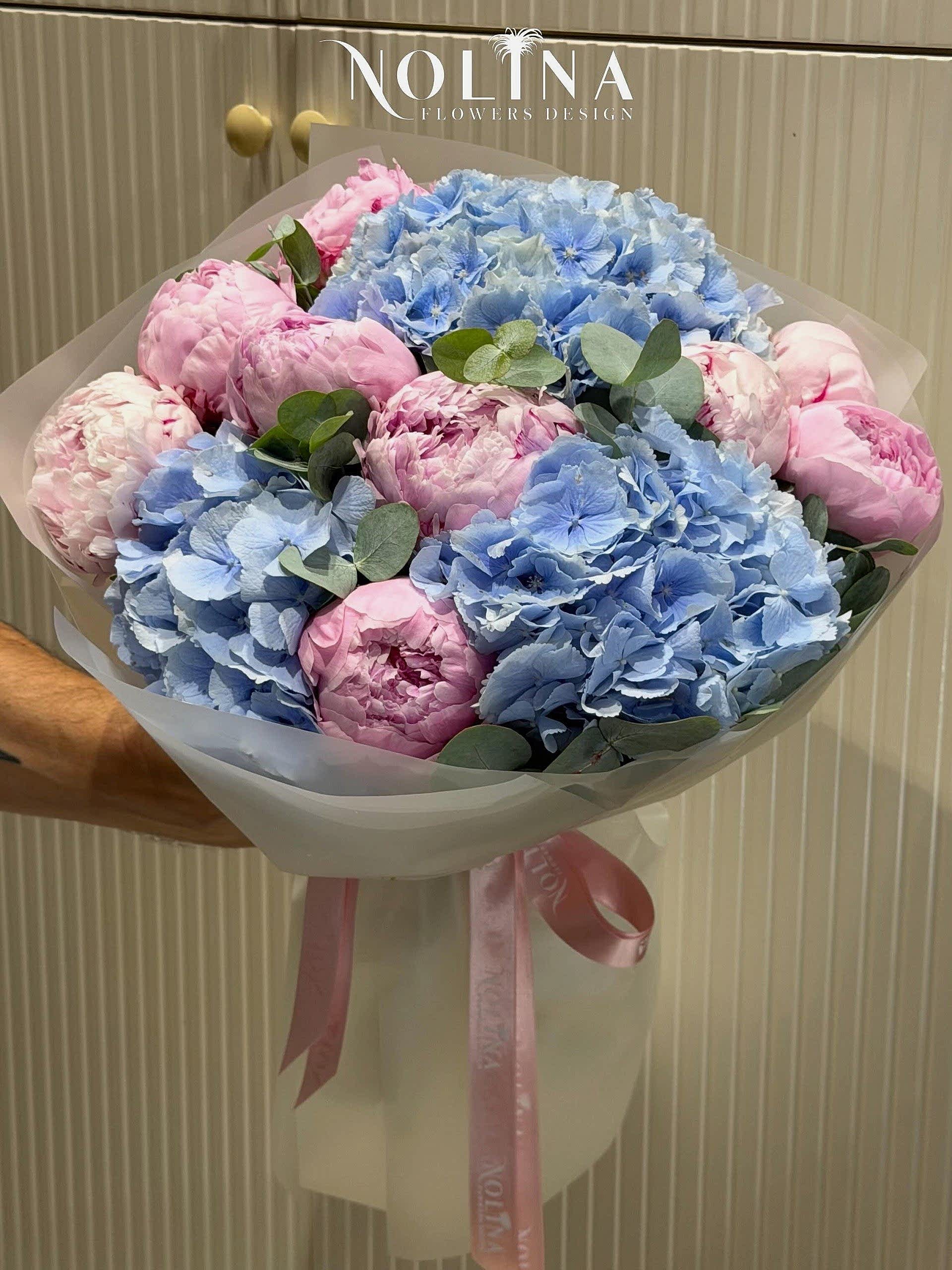 Blue Hydrangea & Peonies